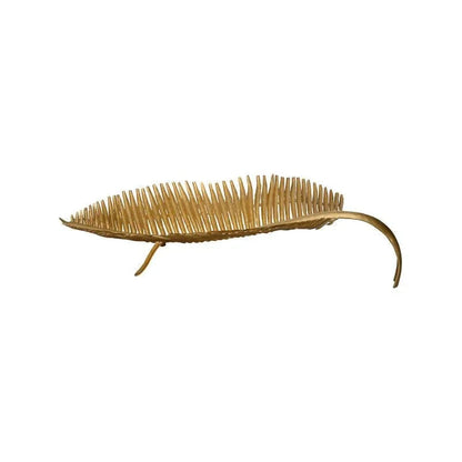 Palm Leaf Styled Gold Fruit Bowl - LOOMLAN - Chelsea House - Boxes & Bowls
