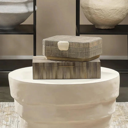 Palm Marquetry Decorative Box - LOOMLAN - Jamie Young - Boxes & Bowls