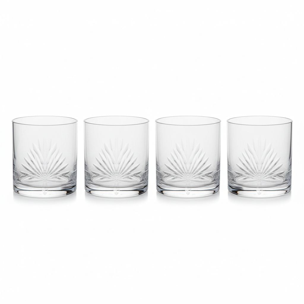 Abigails Palmetto Double Old fashion Glass Wine Coaster 4PC