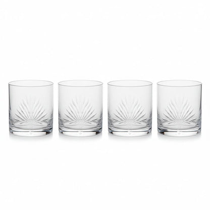 Abigails Palmetto Double Old fashion Glass Wine Coaster 4PC
