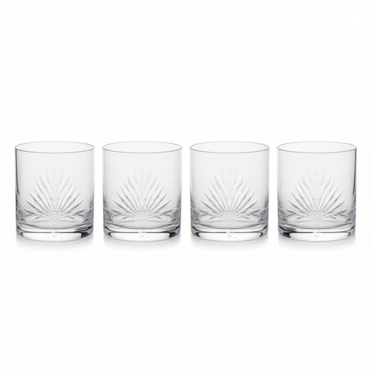 Palmetto Double Old fashion Glass Wine Coaster 4PC