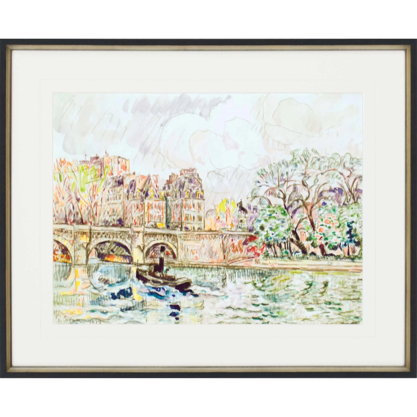 Paris Le Place Dauphine Wood Frame Multi Canvas Art