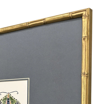 Pastel Moths Wood Frame Green Canvas Art 3PC