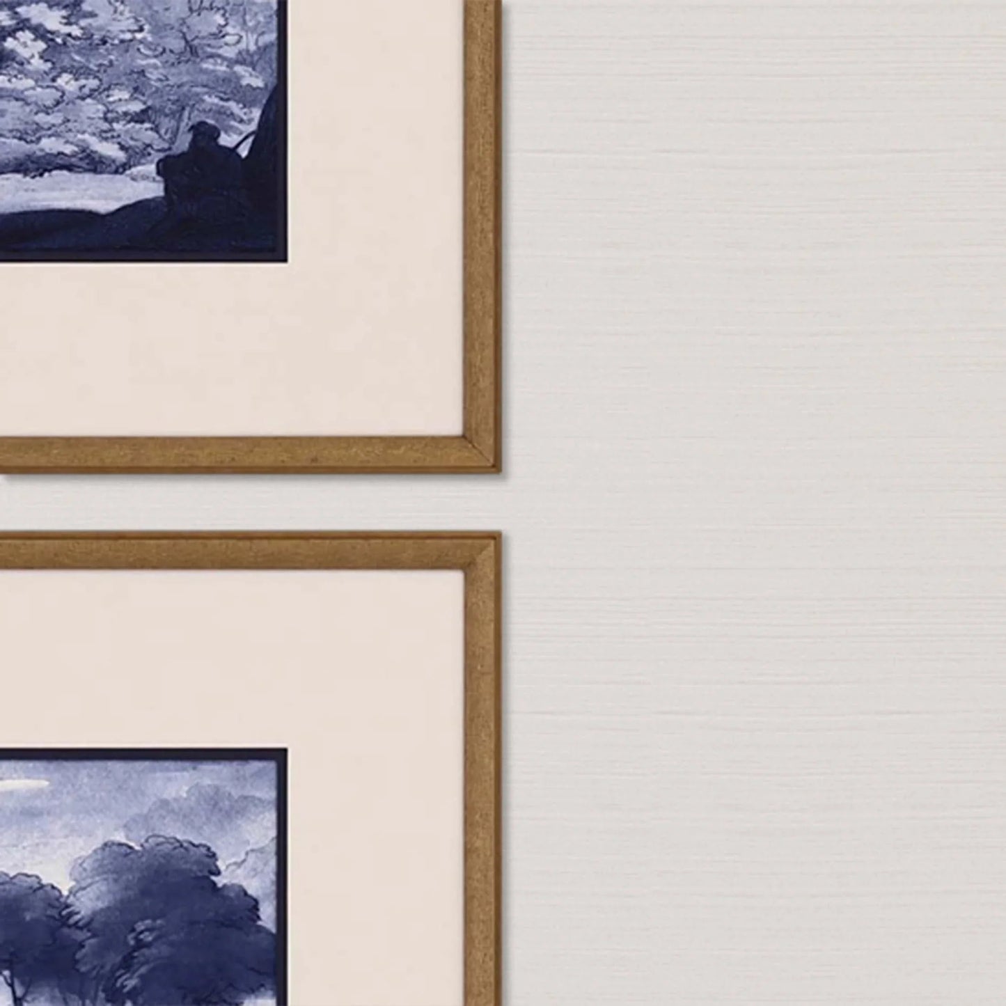 Pastoral Toile Wood Frame Blue Canvas Art 4PC