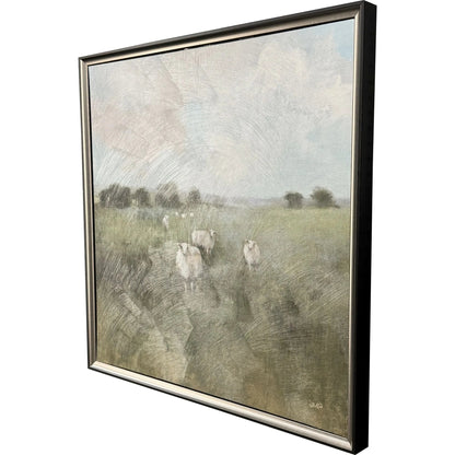 Pasture Hand Finished Green Canvas Art
