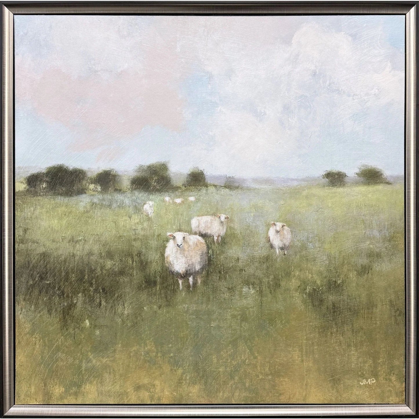 Pasture Hand Finished Green Canvas Art