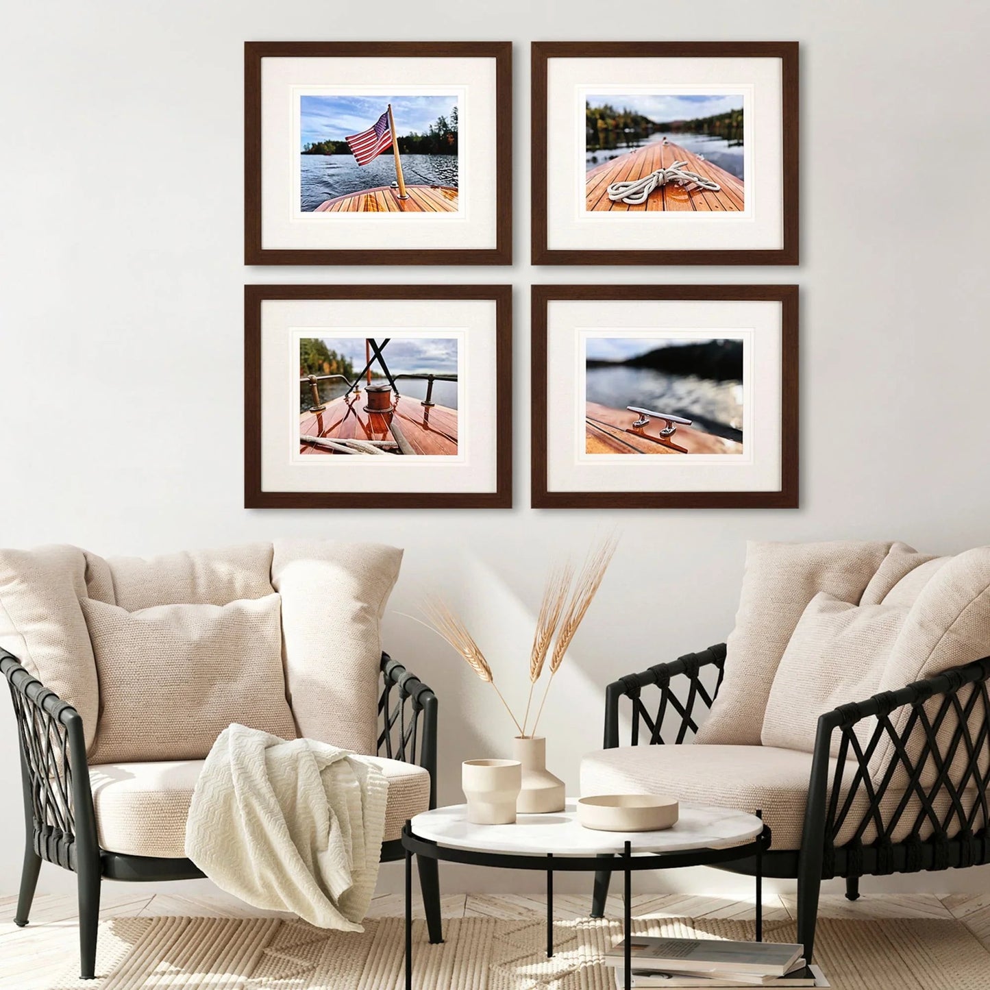 Peaceful Lake Brown Canvas Art 4PC
