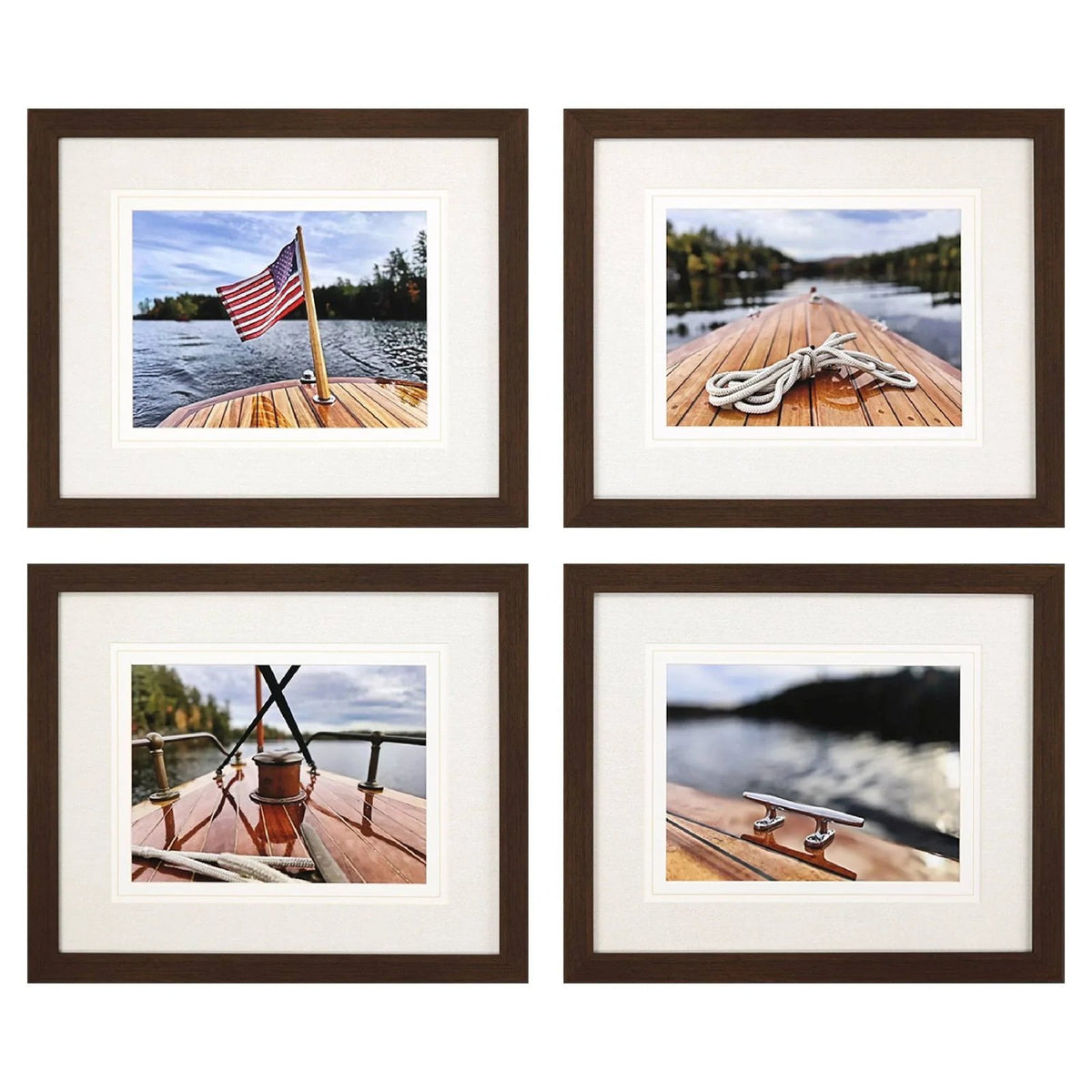 Peaceful Lake Brown Framed Wall Art 4PC