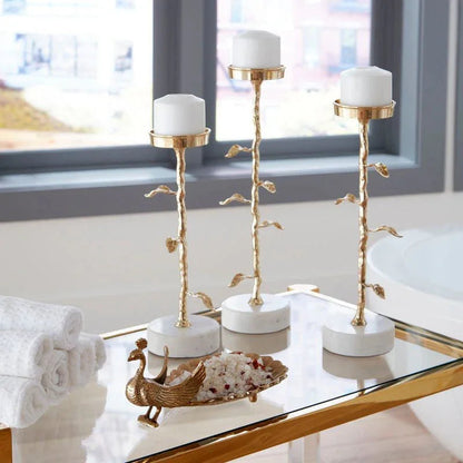 Peacock Dish Gold Accent Piece Sculpture - LOOMLAN - Wildwood - Statues & Sculptures