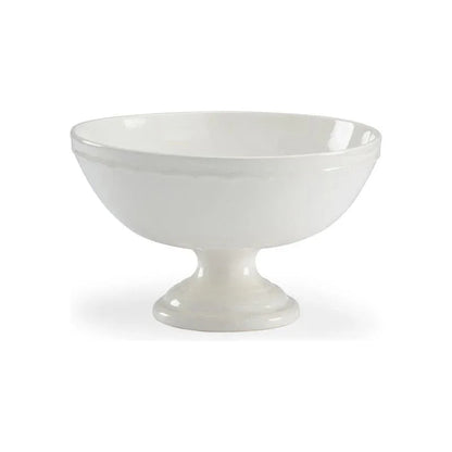 Pedestal Porcelain White Centerpiece Bowl - LOOMLAN - Chelsea House - Boxes & Bowls