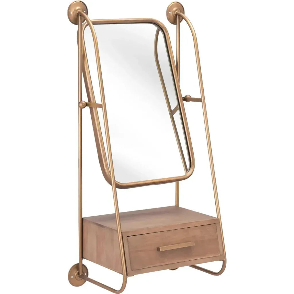 Peralta Mirror Shelf Gold - LOOMLAN - Zuo Modern - Wall Mirrors
