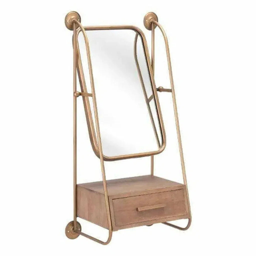 Peralta Mirror Shelf Gold - LOOMLAN - Zuo Modern - Wall Mirrors