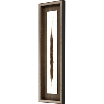 Pheasant Feather Wood Brown Framed Wall Art -- view 3