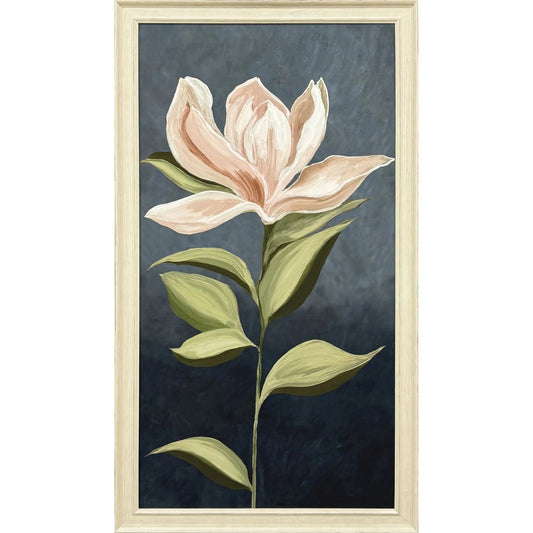 Pink Magnolia Flora Wood Frame Pink Canvas Art