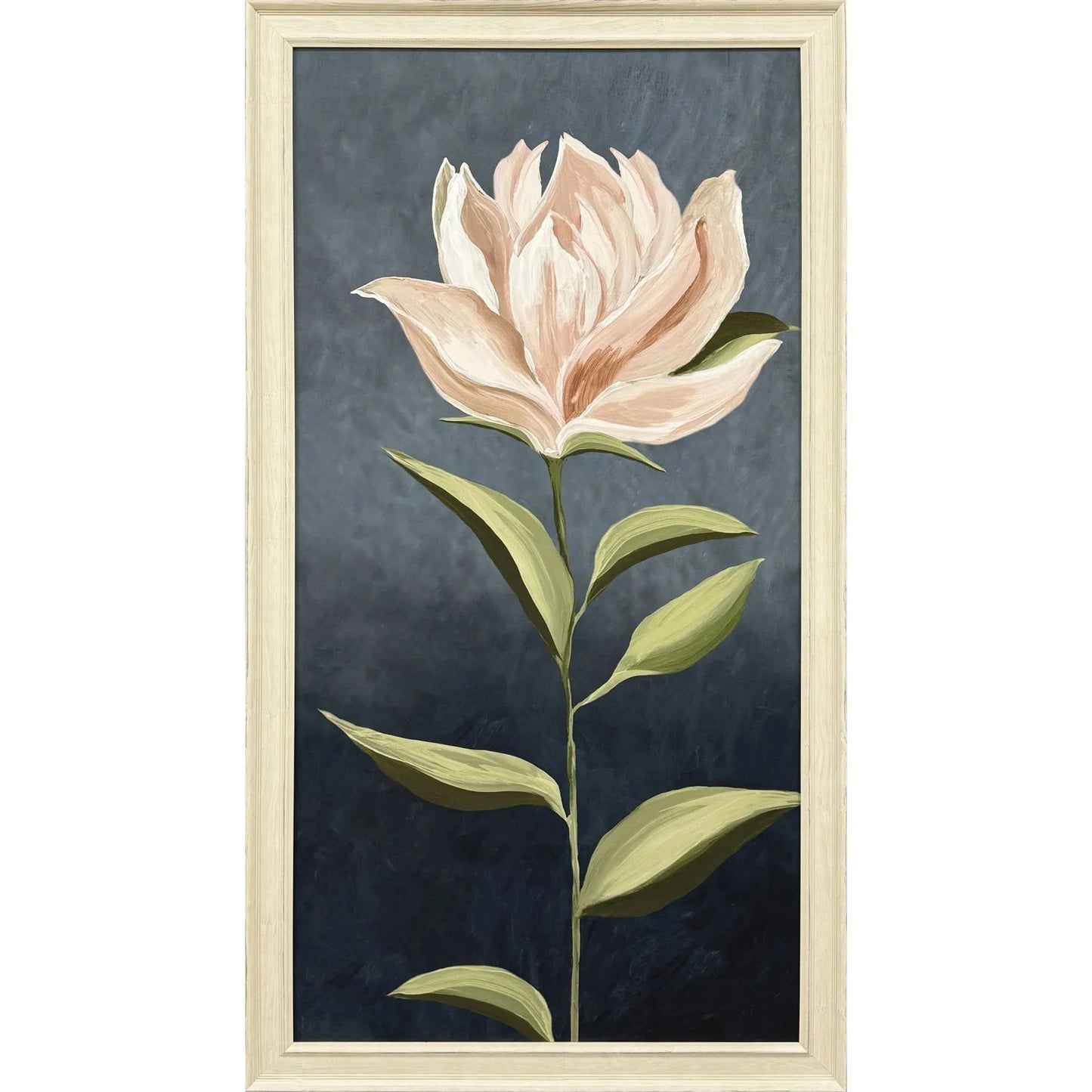 Pink Magnolia Flora Wood Frame Pink Canvas Art