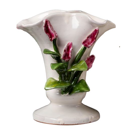 Pink Tulips Design Ceramic Outdoor Vase