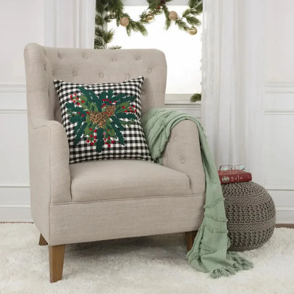 Plaid Green Throw Pillow With Down Insert - LOOMLAN - LOOMLAN - Throw Pillows