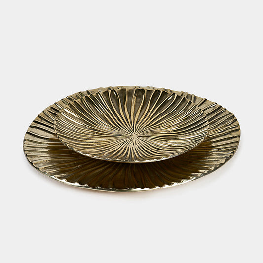 Pleats Aluminum Platter 2PC