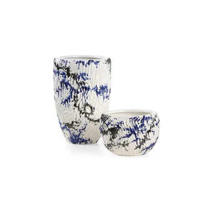 Pollock White Ceramic Vase (Set of 2) - LOOMLAN - Wildwood - Vases & Jars