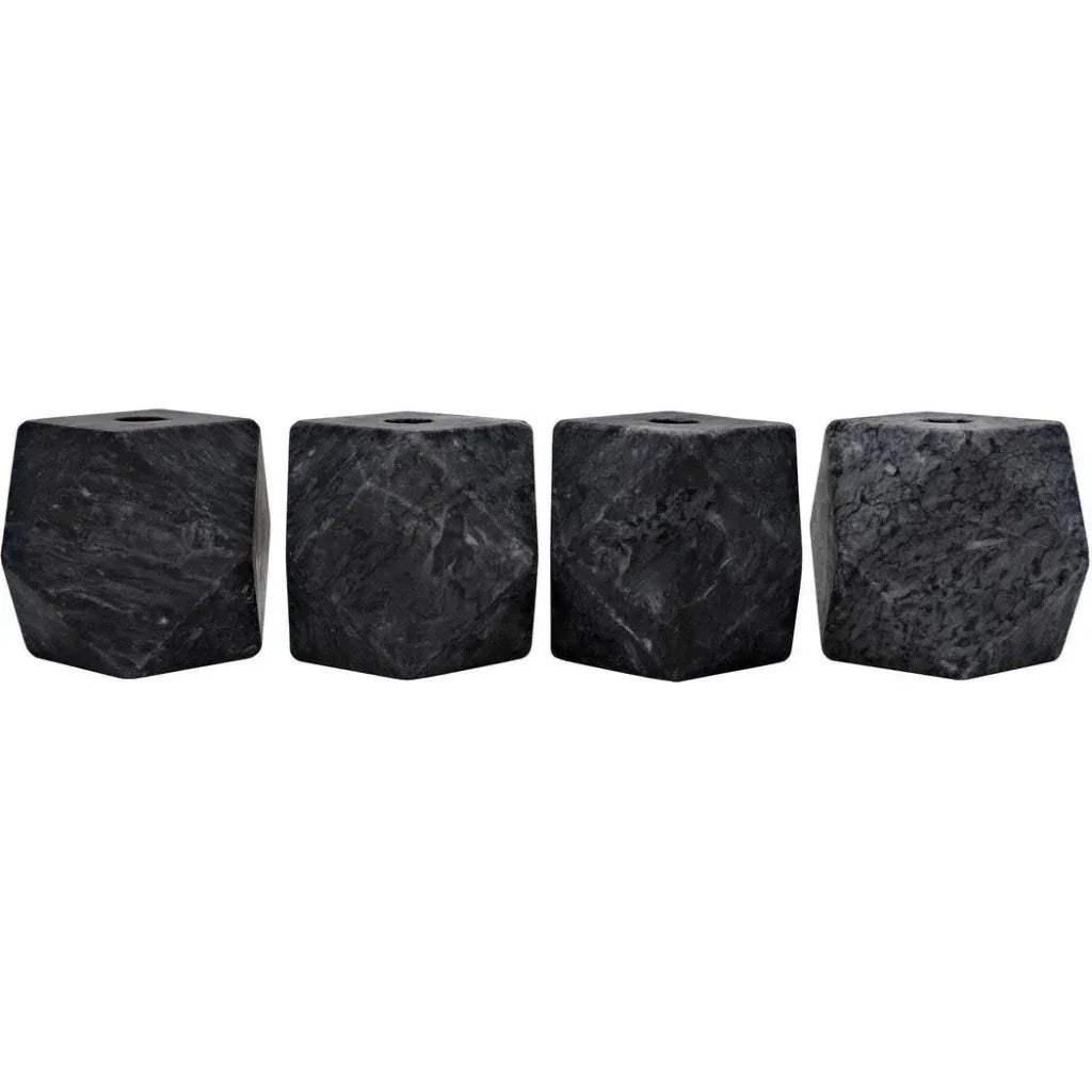 Polyhedron Decorative Marble Candleholder 4Pc