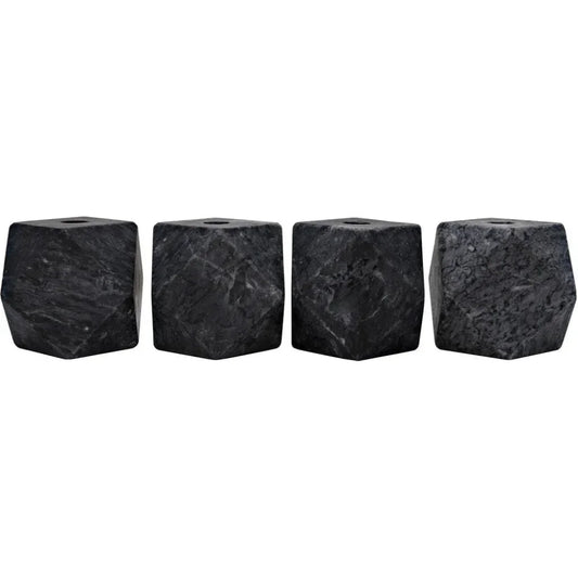 Polyhedron Decorative Marble Candleholder 4Pc