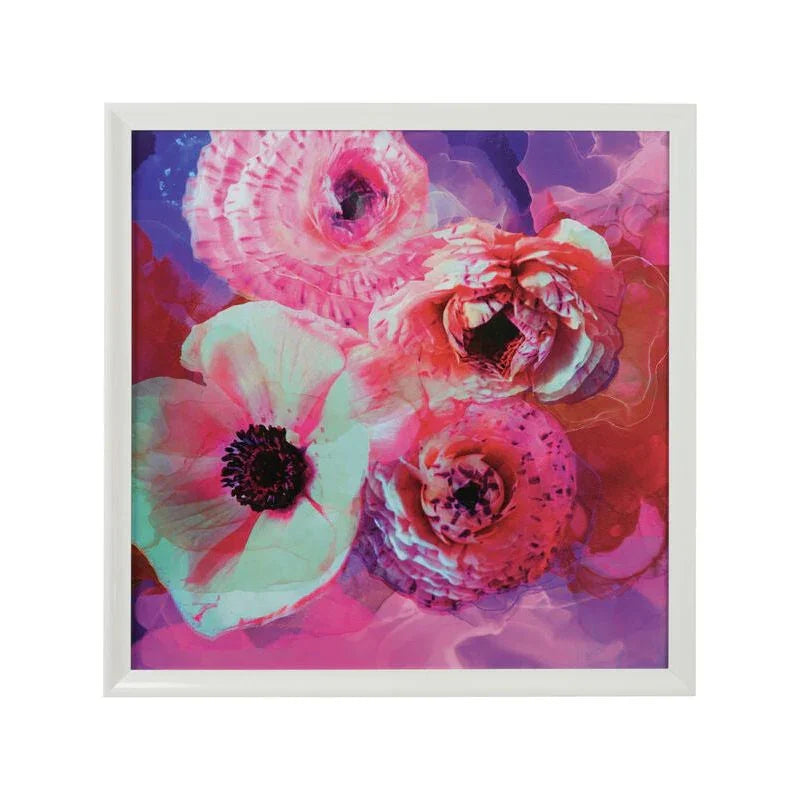 Pop Flowers White Framed Artwork-Framed Wall Art-Chelsea House-LOOMLAN