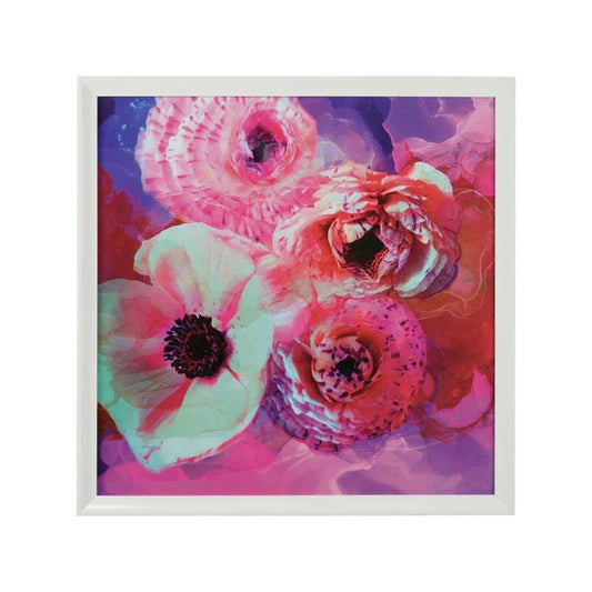 Pop Flowers White Framed Artwork-Framed Wall Art-Chelsea House-LOOMLAN