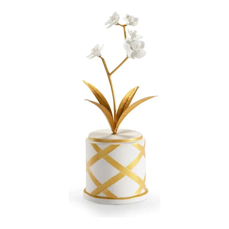 Porcelain Base Round Flower Accent Sculpture - LOOMLAN - Chelsea House - Statues & Sculptures