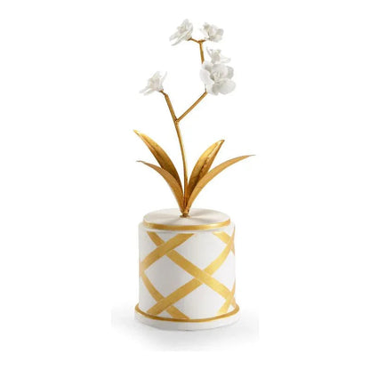 Porcelain Base Round Flower Accent Sculpture - LOOMLAN - Chelsea House - Statues & Sculptures
