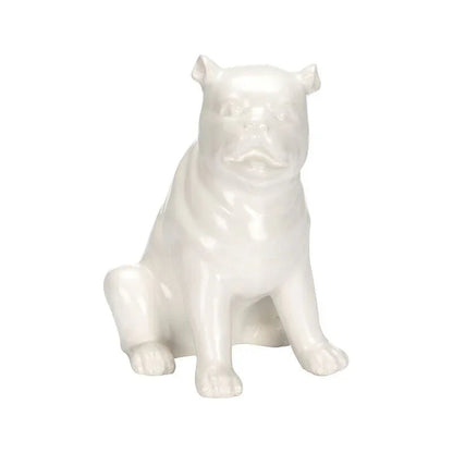 Porcelain Made White Standing Pug Sculpture - LOOMLAN - Chelsea House - Statues & Sculptures