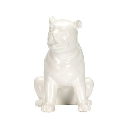 Porcelain Made White Standing Pug Sculpture - LOOMLAN - Chelsea House - Statues & Sculptures