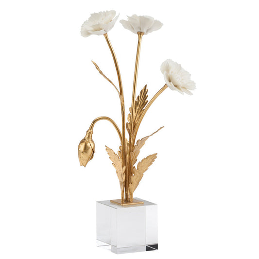 Porcelain Poppie in Crystal Base Sculpture