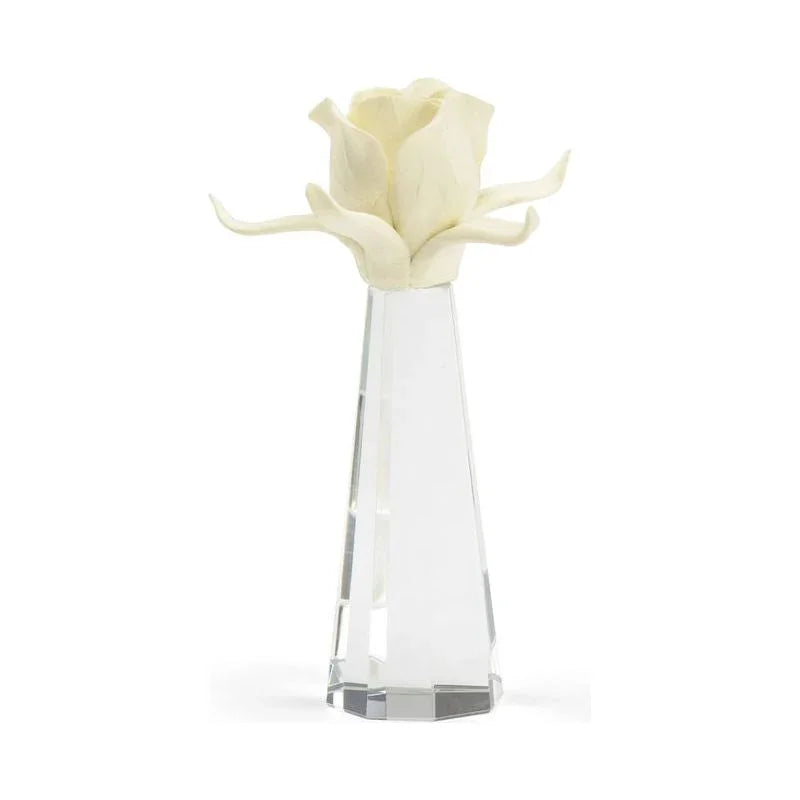 Porcelain Rose On Stand Sculpture - LOOMLAN - Chelsea House - Statues & Sculptures