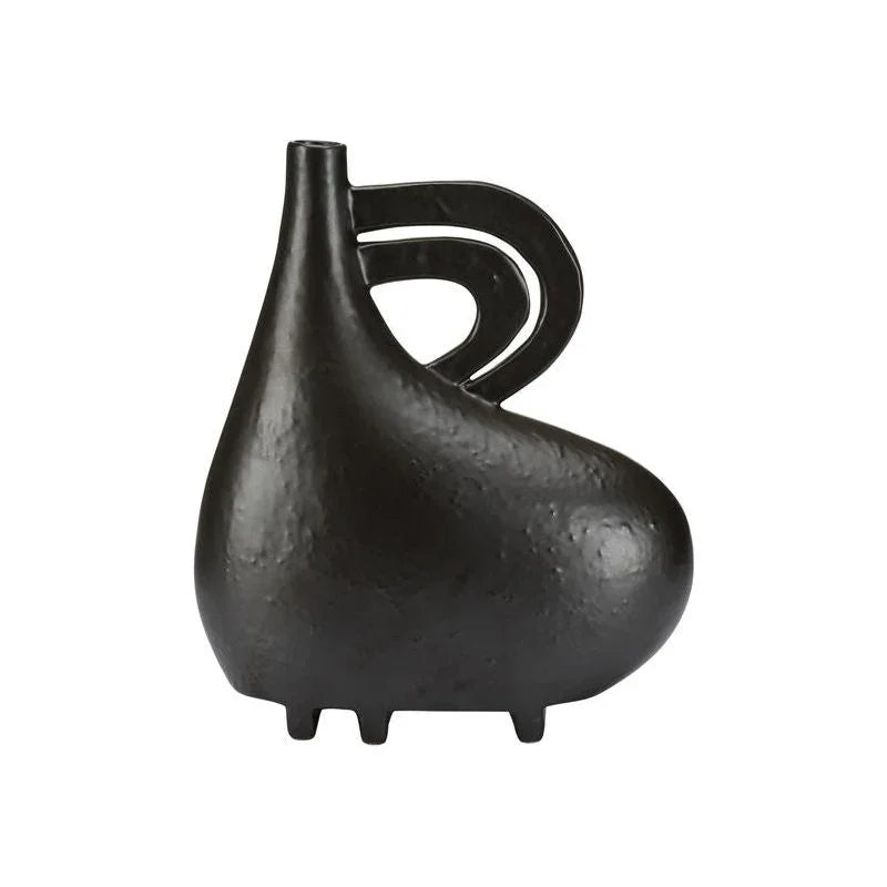 Punalu'u Black Glazed Ceramic Vase - LOOMLAN - Wildwood - Vases & Jars