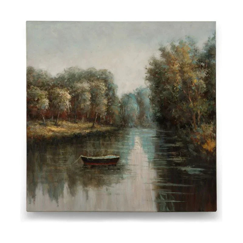 Quiet River Hand Painted Artwork-Framed Wall Art-Wildwood-LOOMLAN