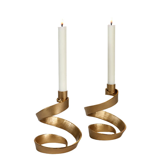 Quinn Matte Brass Candlestand 2PC