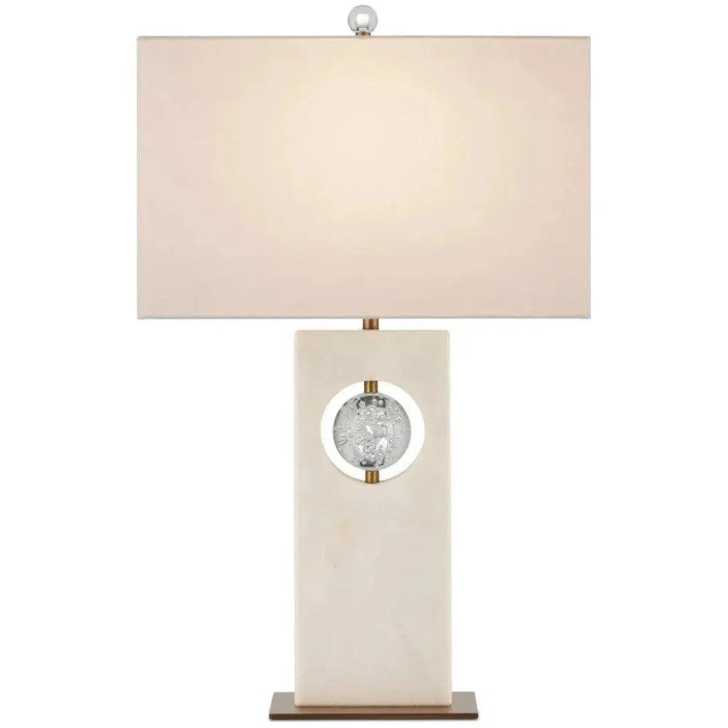 Radiant Marble and Glass White Table Lamp - LOOMLAN - Currey & Co - Table Lamps