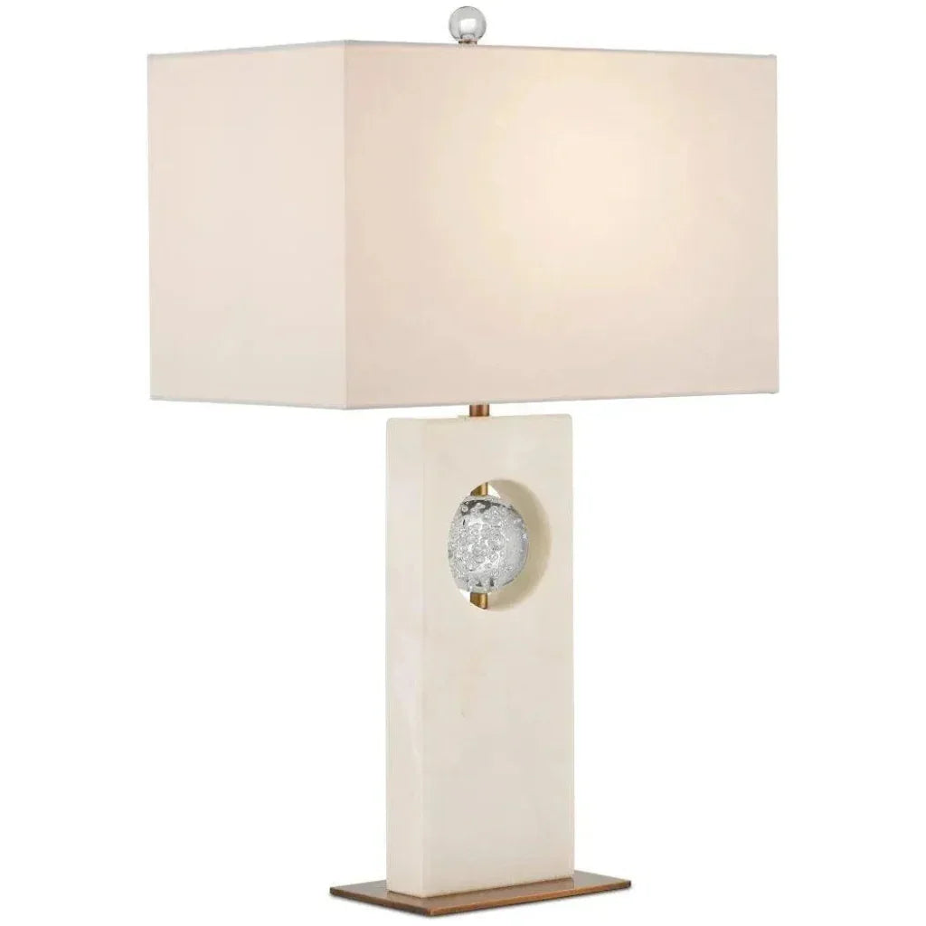 Radiant Marble and Glass White Table Lamp - LOOMLAN - Currey & Co - Table Lamps
