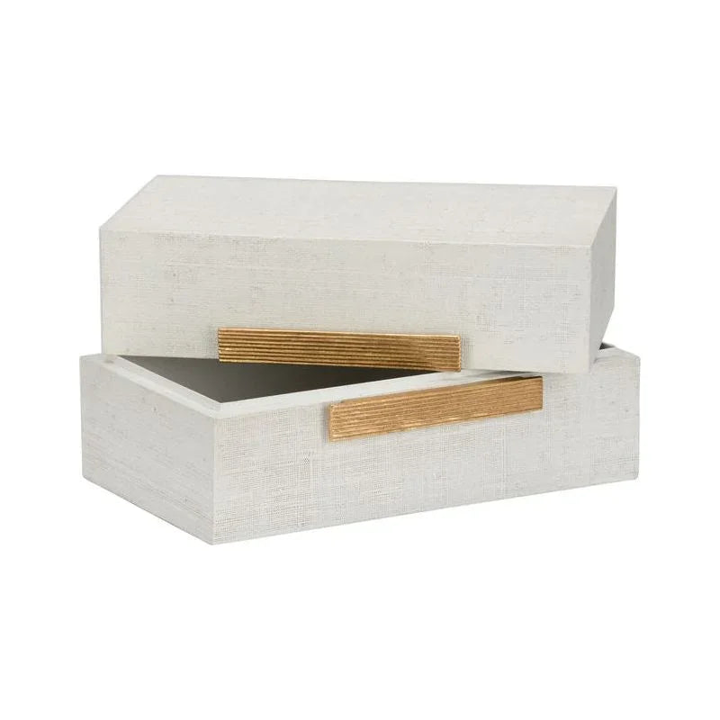 Raffia Made White Box (Set of 2) - LOOMLAN - Chelsea House - Boxes & Bowls