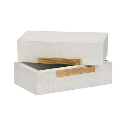 Raffia Made White Box (Set of 2) - LOOMLAN - Chelsea House - Boxes & Bowls