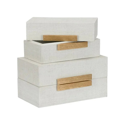 Raffia Made White Box (Set of 2) - LOOMLAN - Chelsea House - Boxes & Bowls
