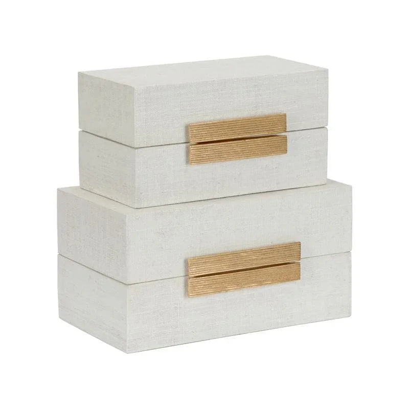 Raffia Made White Box (Set of 2) - LOOMLAN - Chelsea House - Boxes & Bowls
