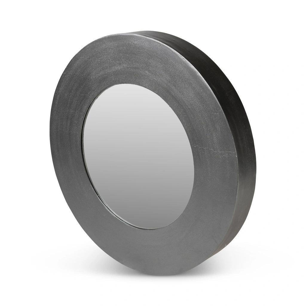 Rahi Reclaimed Cast Aluminum Round Wall Mirror - LOOMLAN - Urbia - Wall Mirrors