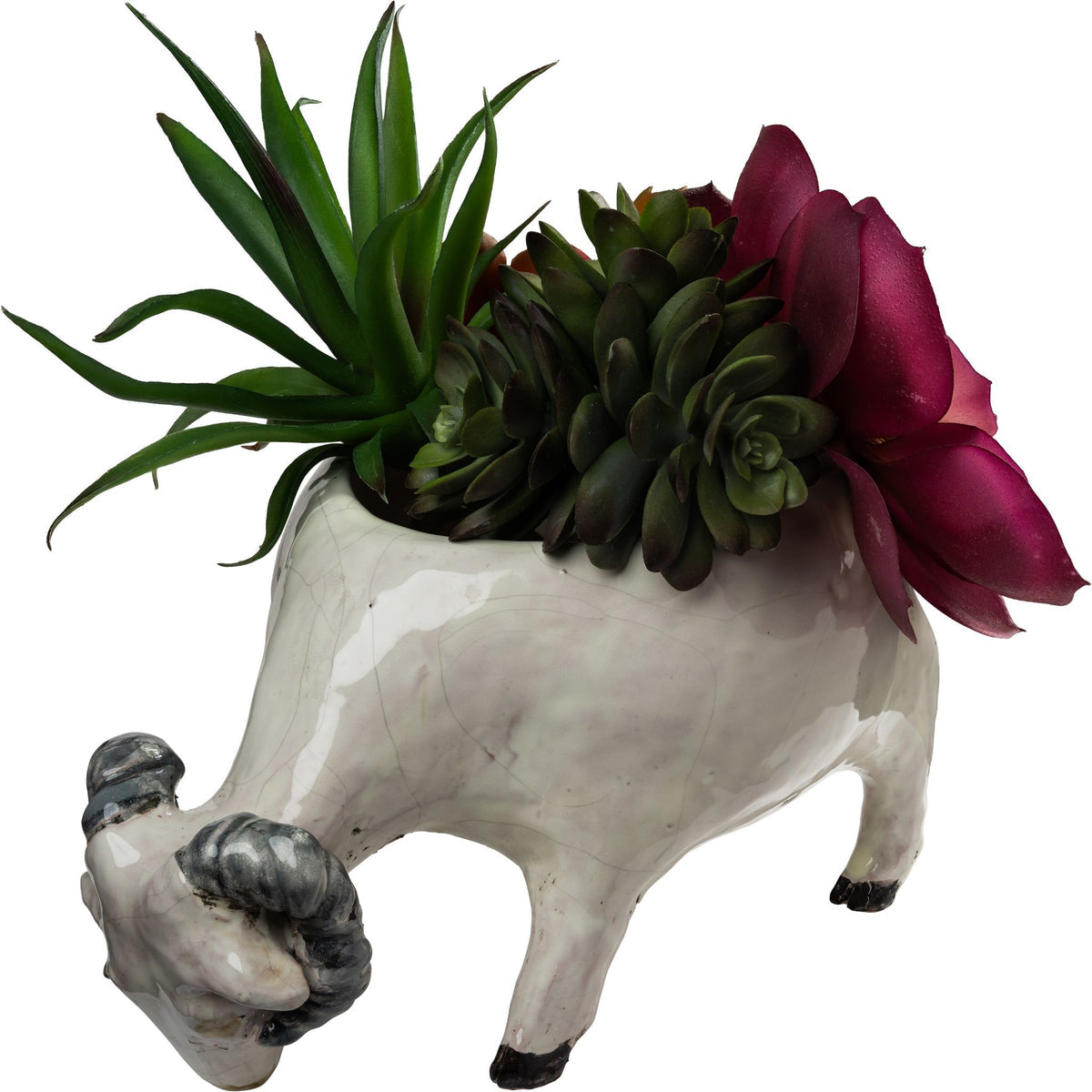 Abigails Ram White Ceramic Planter