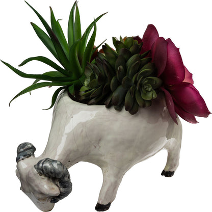 Abigails Ram White Ceramic Planter