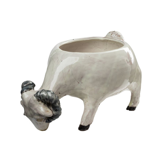 Abigails Ram White Ceramic Planter