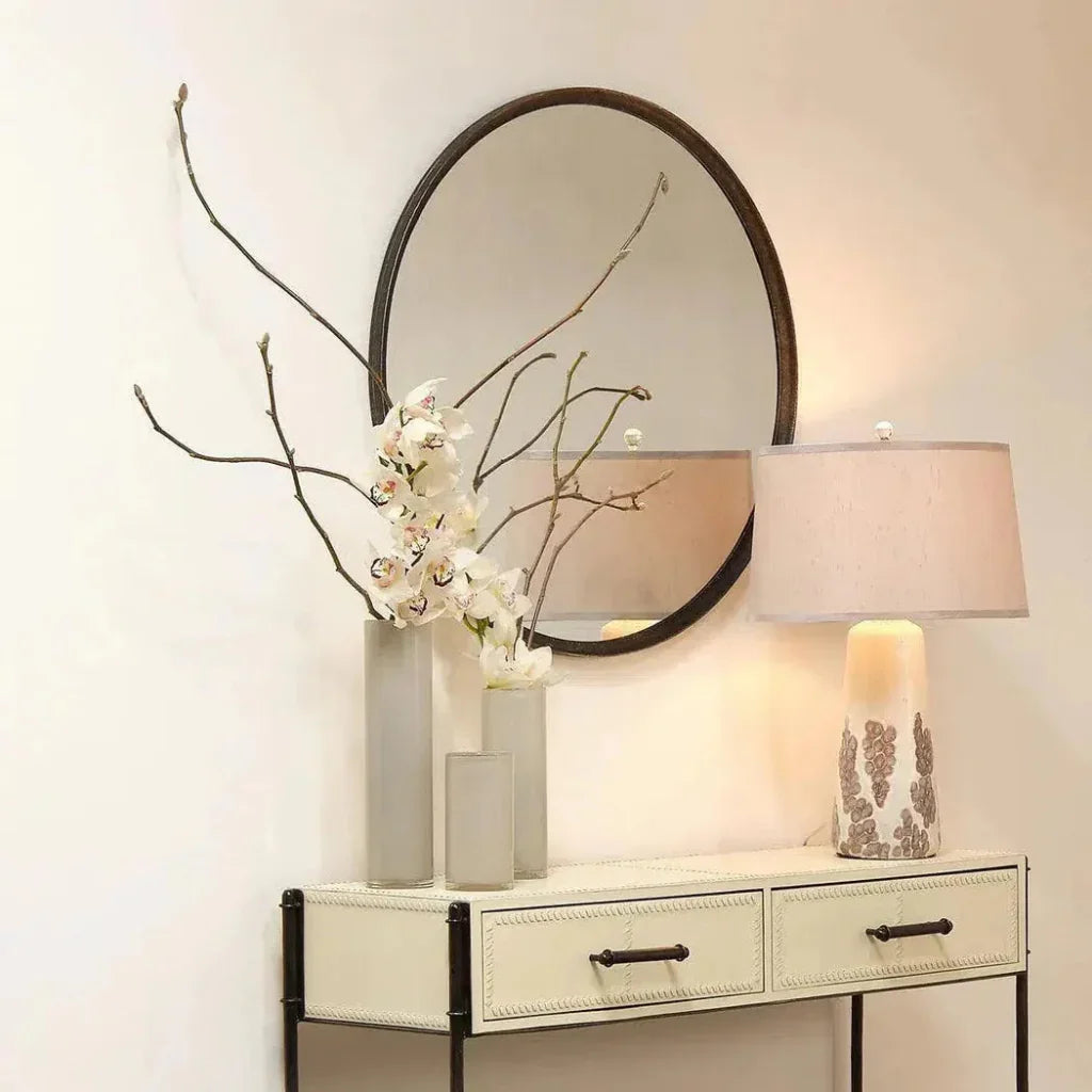 Refined Black Iron Round Wall Mirror Mid Century Decor - LOOMLAN - Jamie Young - Wall Mirrors