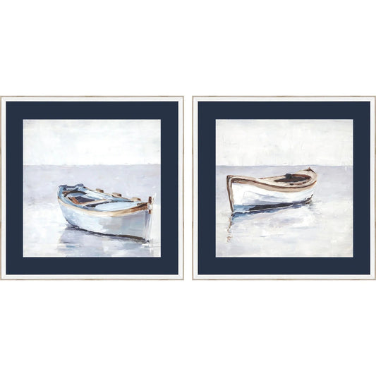 Reflected Horizon Wood Frame Blue Canvas Art 2PC