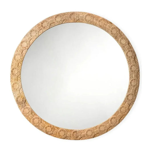 Relief Carved Round Mirror - LOOMLAN - Jamie Young - Wall Mirrors