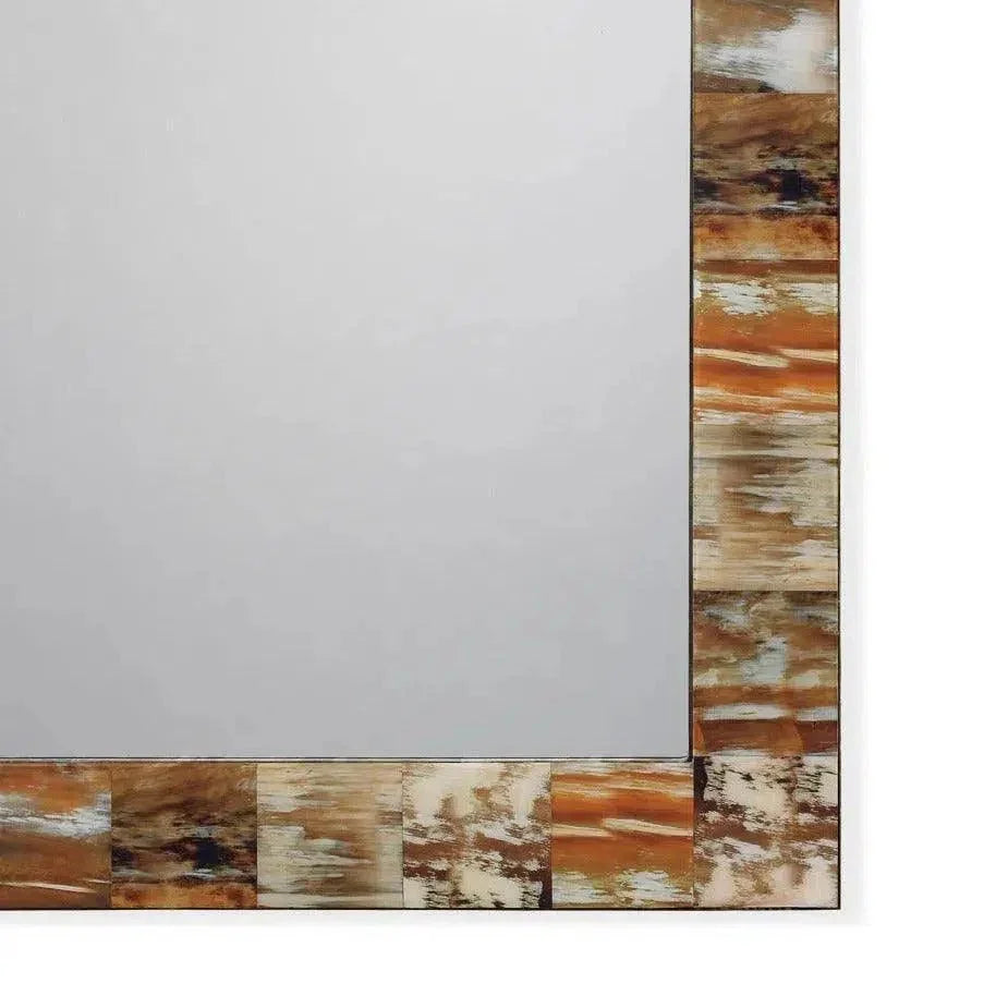 Reversible Brown Rectangle Faux Horn Wall Mirror - LOOMLAN - Jamie Young - Wall Mirrors